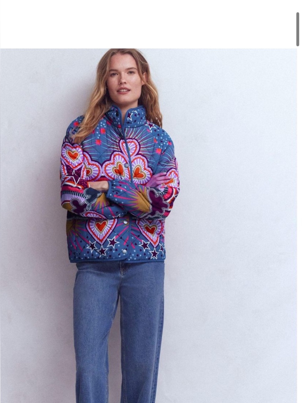 new Boden Printed Heart-Pattern Women's Sweater Jacket sz 10